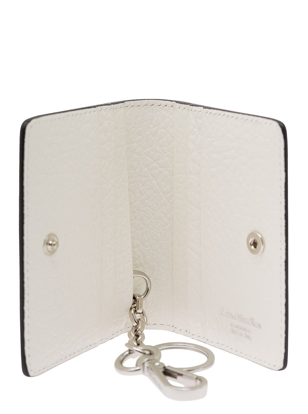 Acne Studios Men White Card-Holder With Embossed Logo In Hammered Leather Man by Luosophy