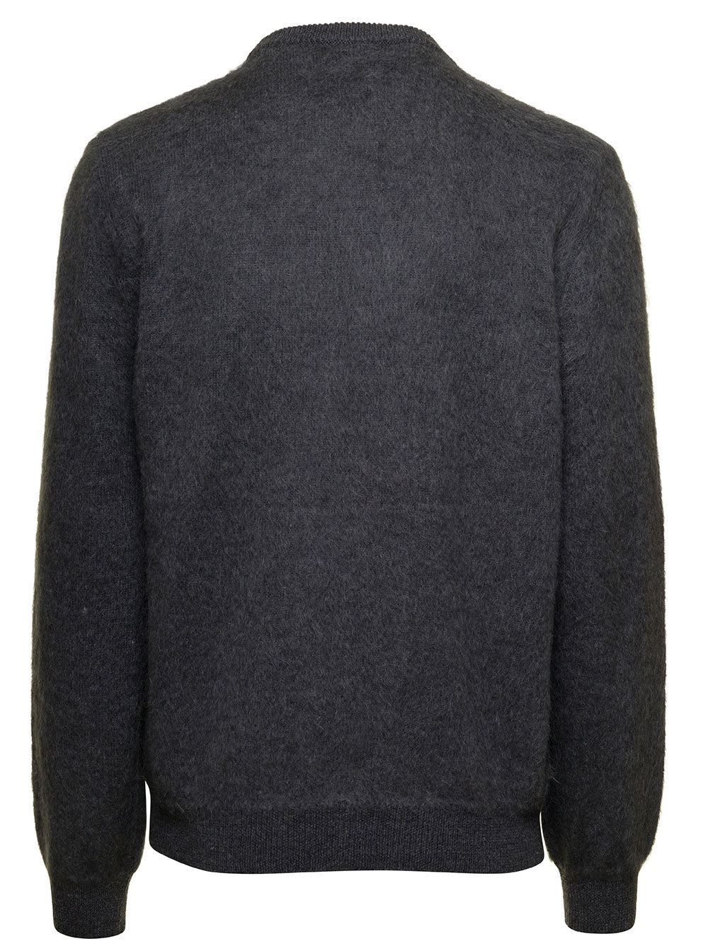 Fendi Men Grey Sweater With Jacquard Ff Motif In Wool Man by Luosophy