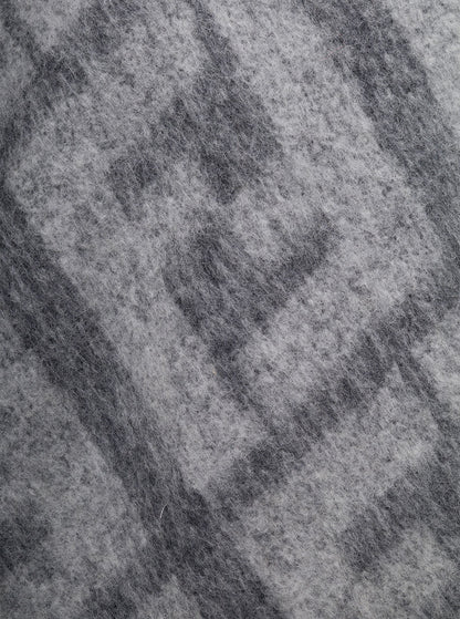 Fendi Men Grey Sweater With Jacquard Ff Motif In Wool Man by Luosophy