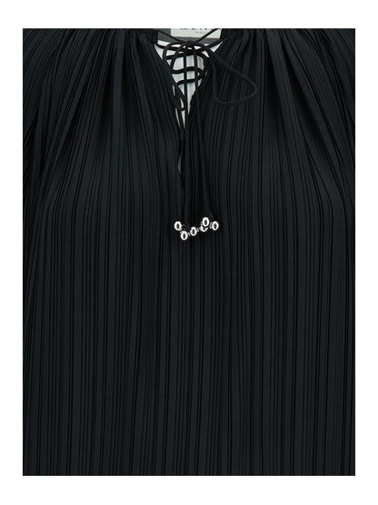 Lanvin Women Long Sleeve Pleated Blouse Open Neck by Luosophy
