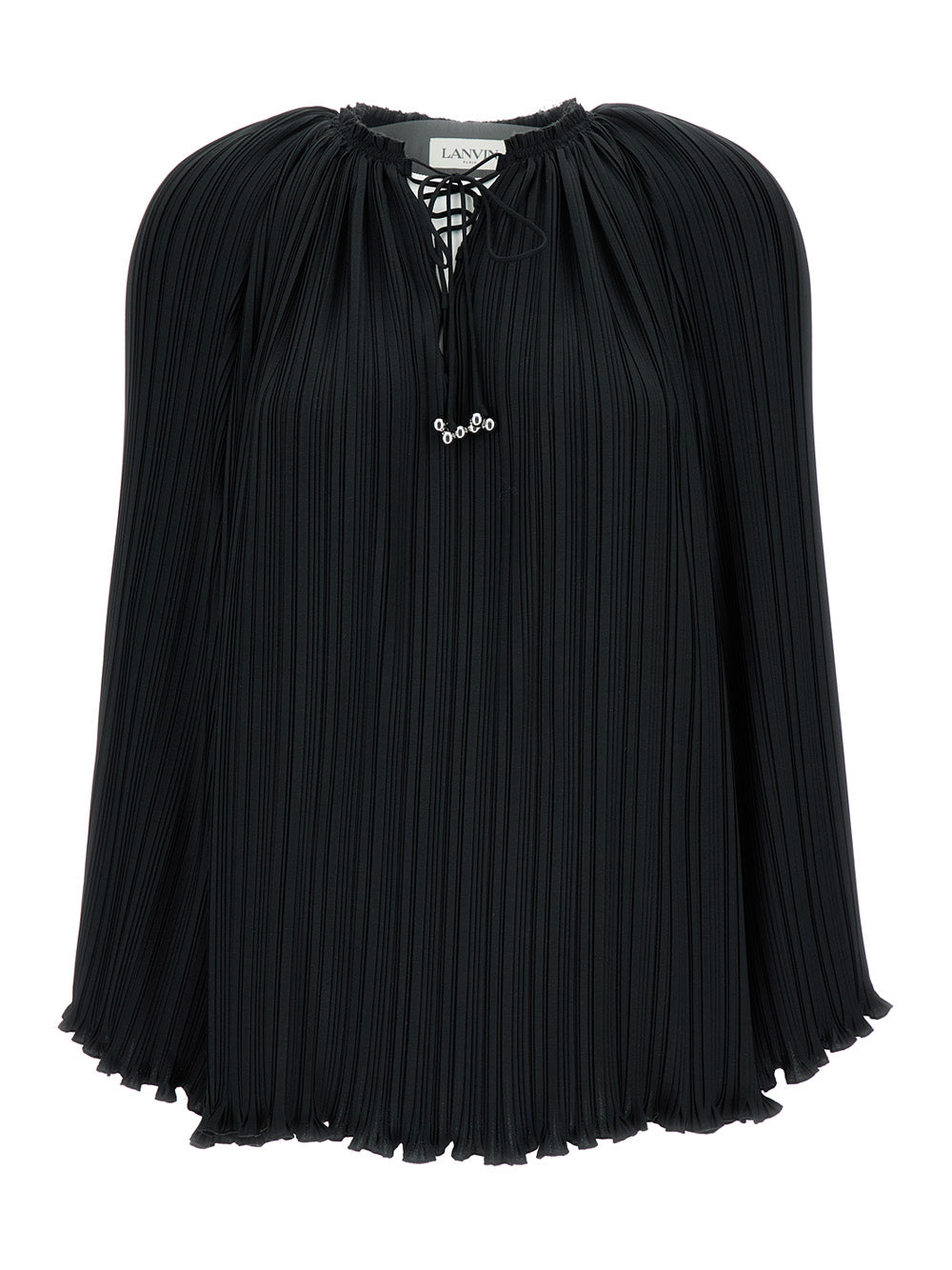 Lanvin Women Long Sleeve Pleated Blouse Open Neck by Luosophy
