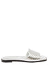 Alexander Mcqueen Women Metallic Flat Sandals With Embossed Motif In Metallic Leather Woman by Luosophy