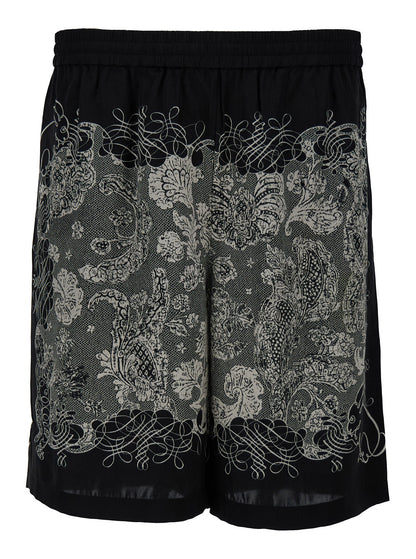 Acne Studios Men White &amp; Black All-Over Graphic Print Sport Shorts In Viscose Man by Luosophy