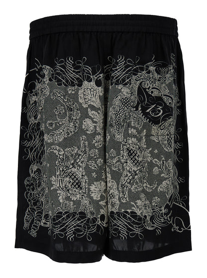 Acne Studios Men White &amp; Black All-Over Graphic Print Sport Shorts In Viscose Man by Luosophy