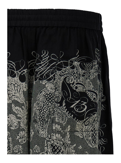 Acne Studios Men White &amp; Black All-Over Graphic Print Sport Shorts In Viscose Man by Luosophy