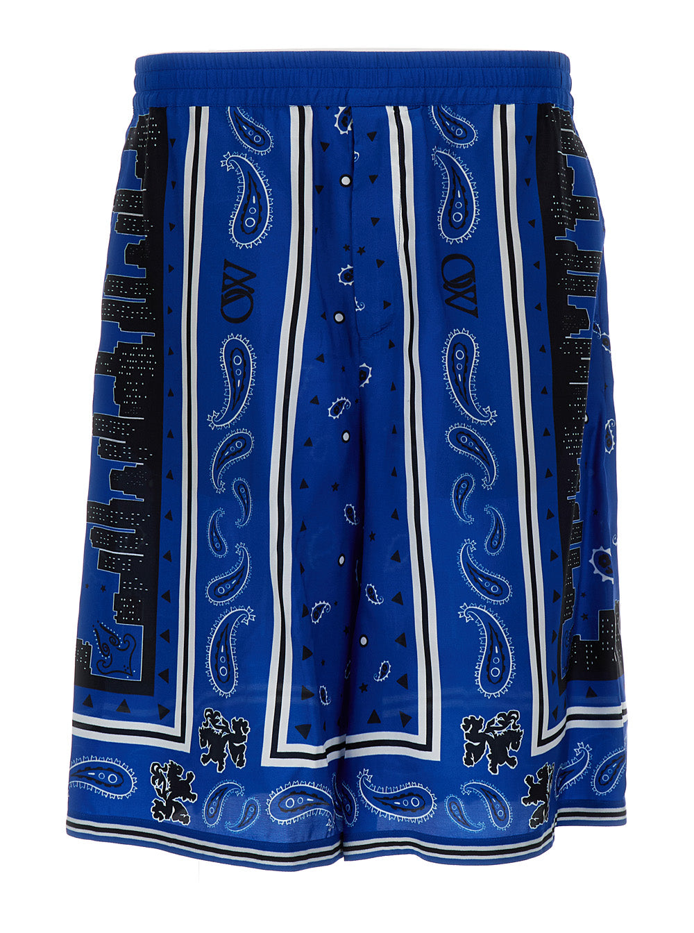 Off-White Men Blue Bandana Paisley Print Shorts In Viscose Man by Luosophy