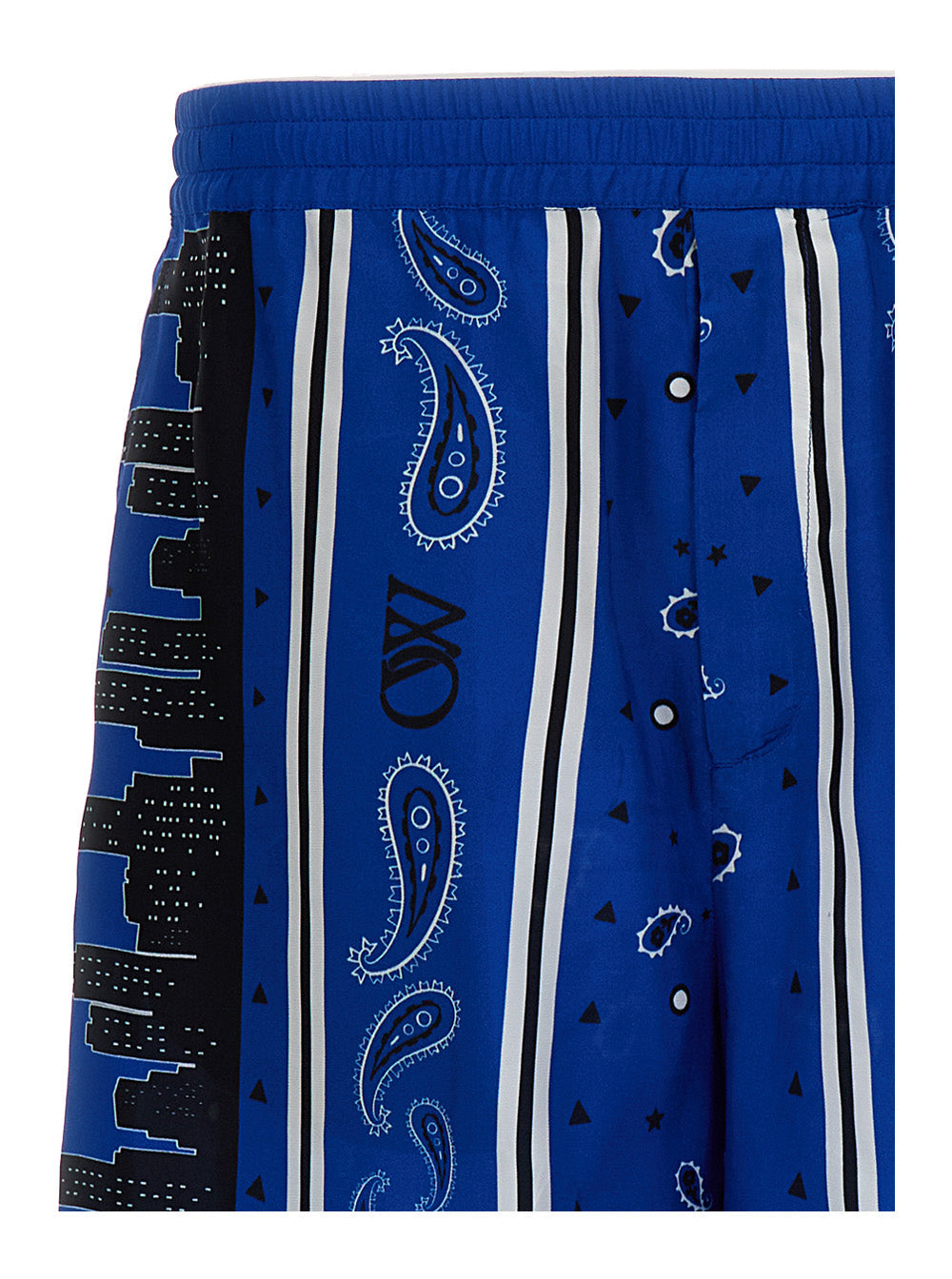 Off-White Men Blue Bandana Paisley Print Shorts In Viscose Man by Luosophy