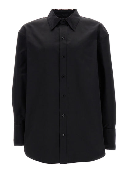 Saint Laurent Men Black Oversize Satin Shirt In Silk Woman by Luosophy