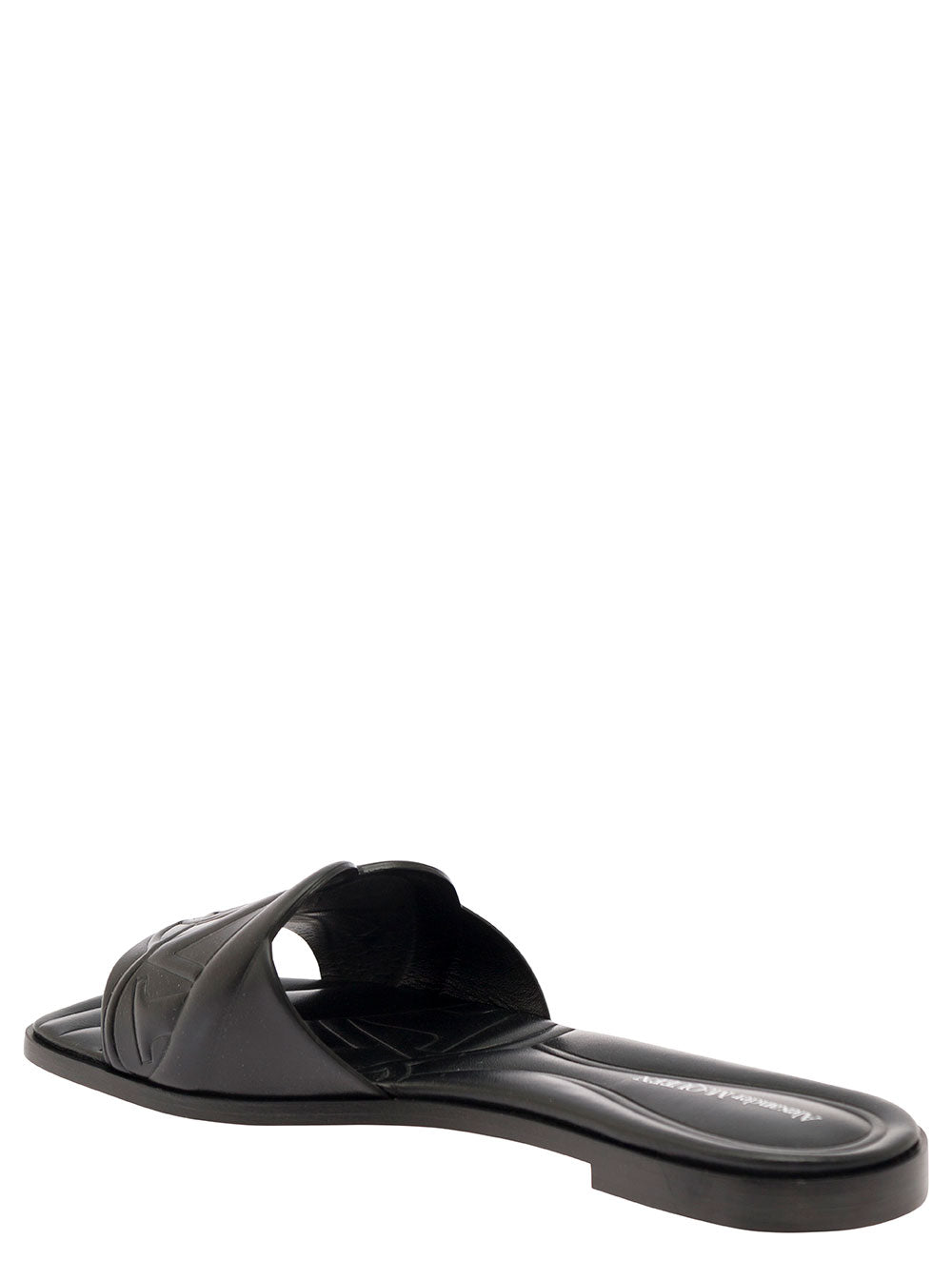 Alexander Mcqueen Women Black Quilted Sandals With Logo Motif In Leather Woman by Luosophy