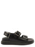 Alexander Mcqueen Men Black Slide Sandals With Embossed Logo In Leather Man by Luosophy