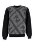 Fendi Men Grey Sweater With Jacquard Ff Motif In Wool Man by Luosophy