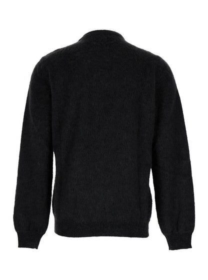 Fendi Men Grey Sweater With Jacquard Ff Motif In Wool Man by Luosophy
