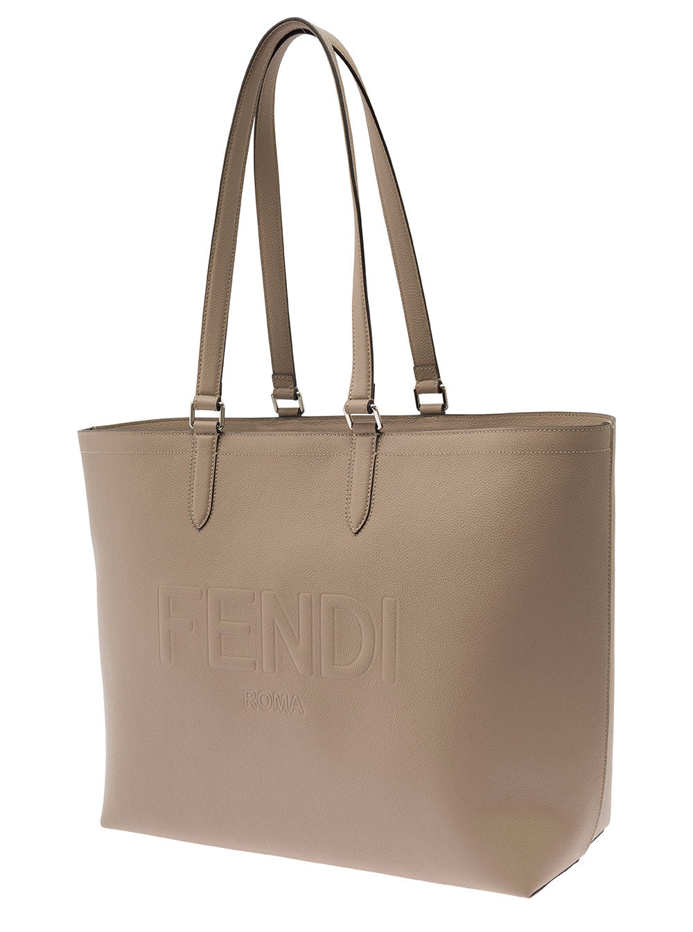 Fendi Men Beige Tote Bag With Embossed Logo In Leather Man by Luosophy