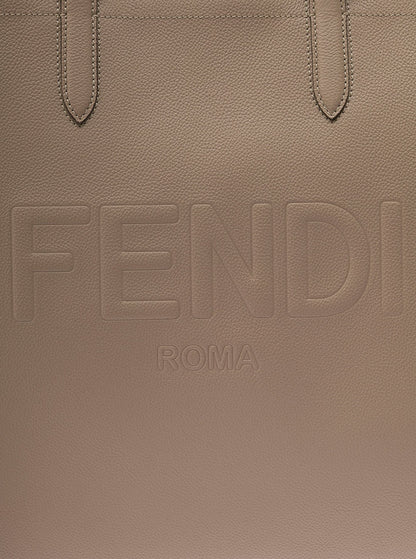 Fendi Men Beige Tote Bag With Embossed Logo In Leather Man by Luosophy