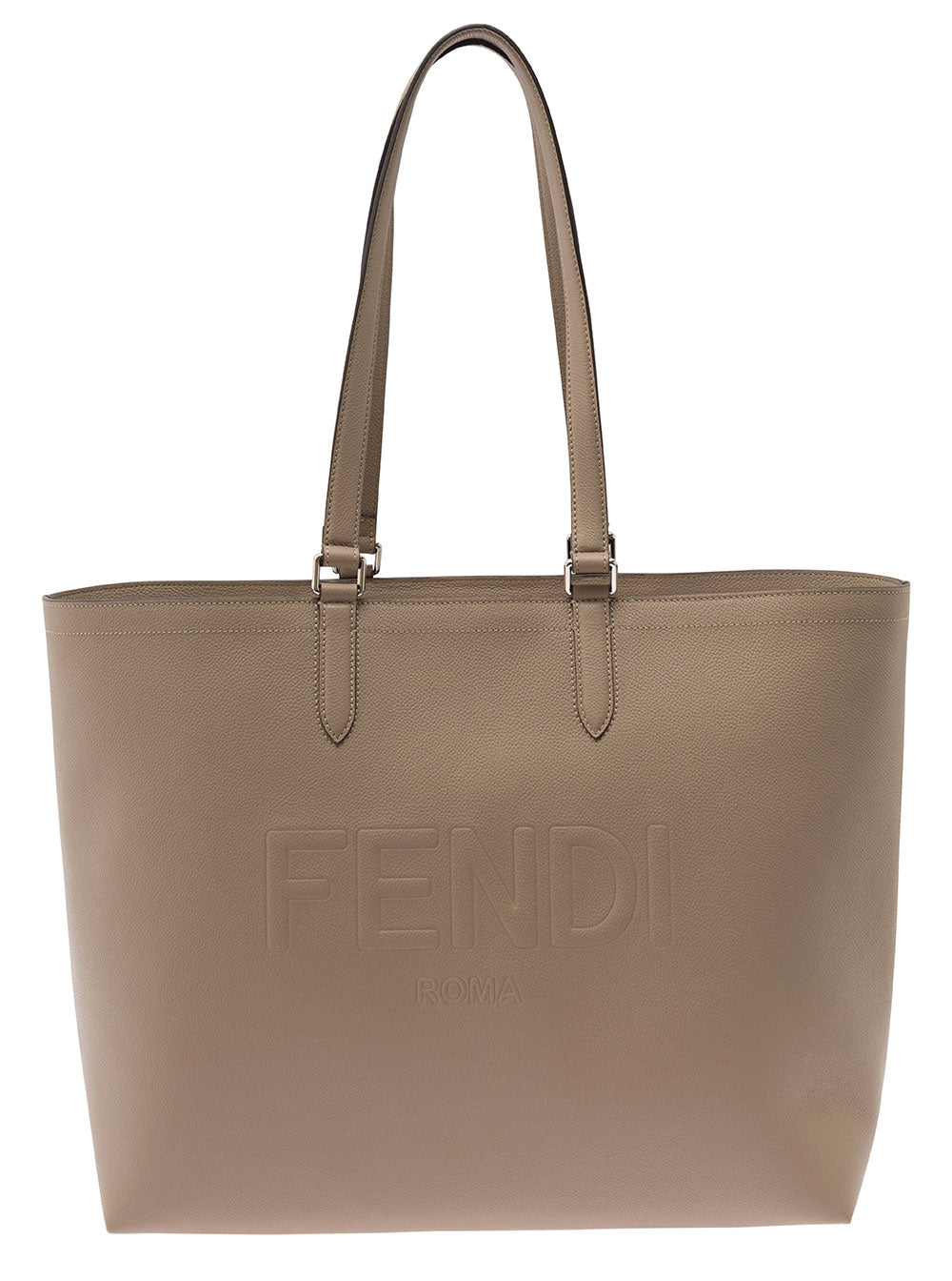 Fendi Men Beige Tote Bag With Embossed Logo In Leather Man by Luosophy