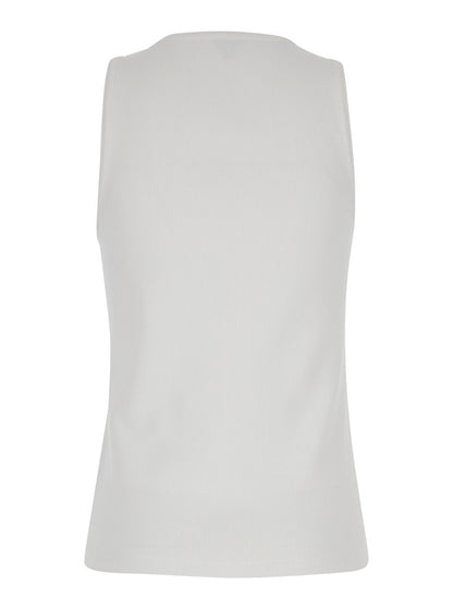 Bottega Veneta Women White Ribbed Tank Top With U Neckline In Cotton Woman Bottega Veneta by Luosophy