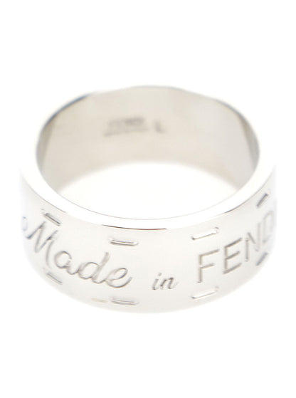 Fendi Men Silver Tone Ring With Lettering Engraving In Brass Man by Luosophy