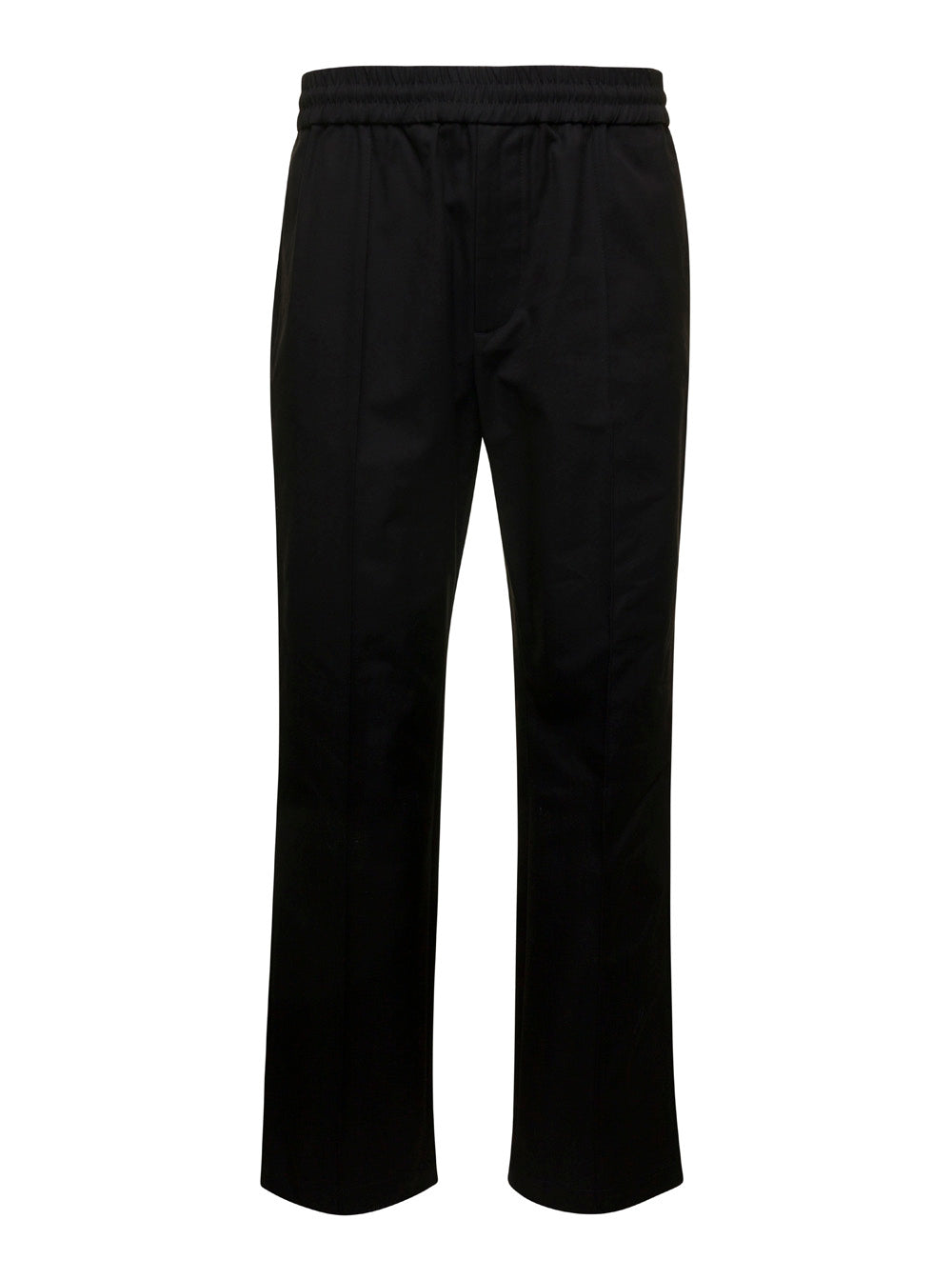 Valentino Men Black Medium Waist Straight Pants In Cotton Blend Man by Luosophy