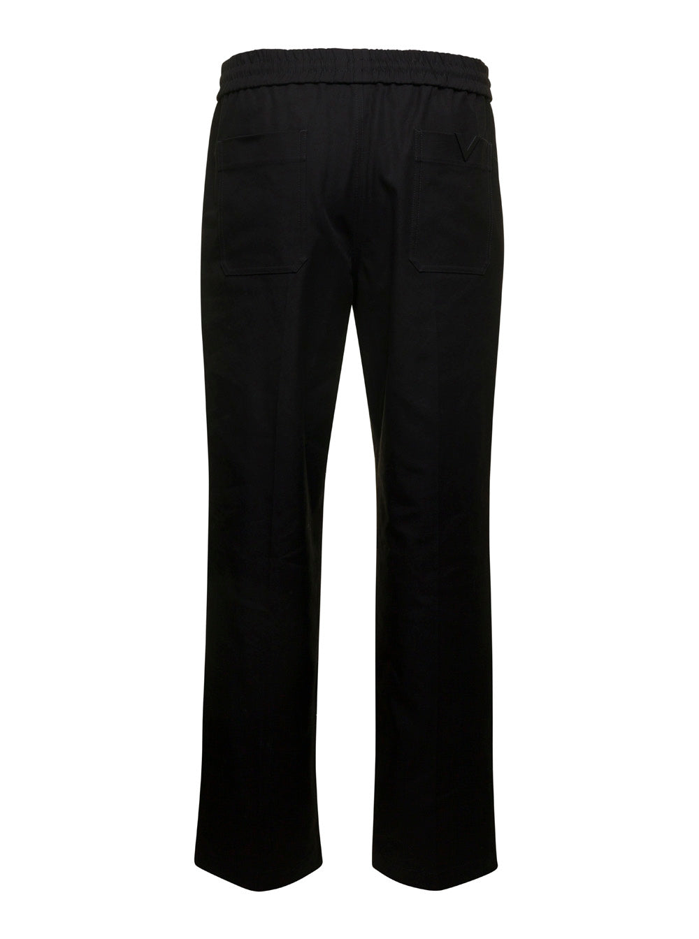 Valentino Men Black Medium Waist Straight Pants In Cotton Blend Man by Luosophy