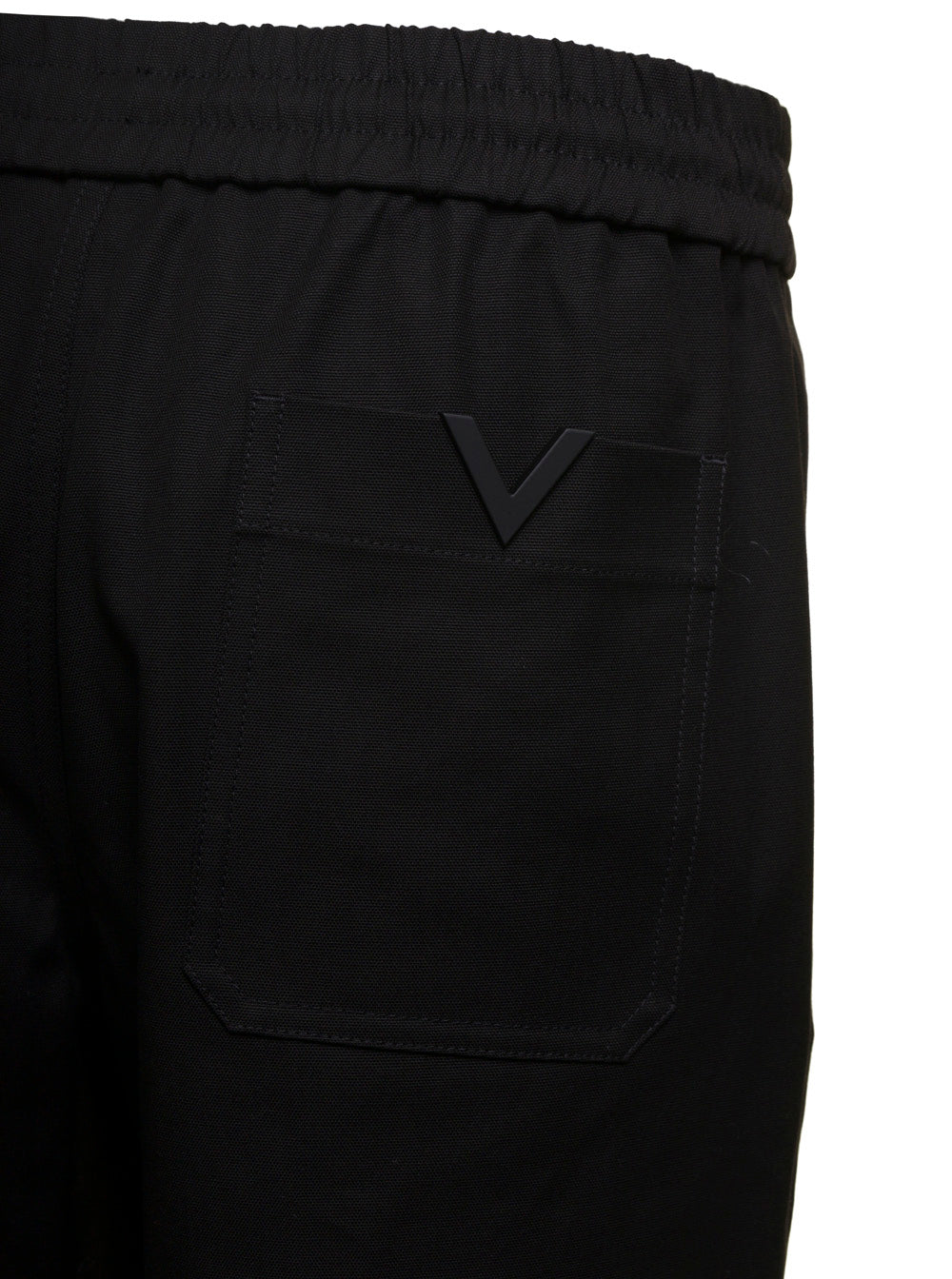 Valentino Men Black Medium Waist Straight Pants In Cotton Blend Man by Luosophy