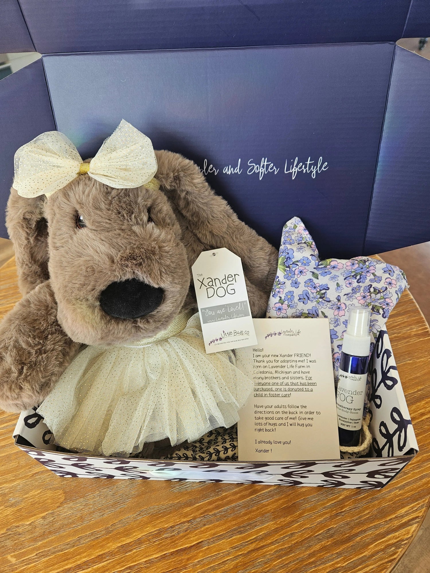 Xander Stuffed Dog Gift Set - With Clothing &amp; More by Lavender Life Company