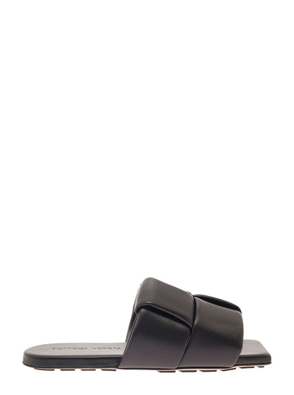 Bottega Veneta Women Black Flat Mules With Padded Intreccio Band In Leather Woman by Luosophy