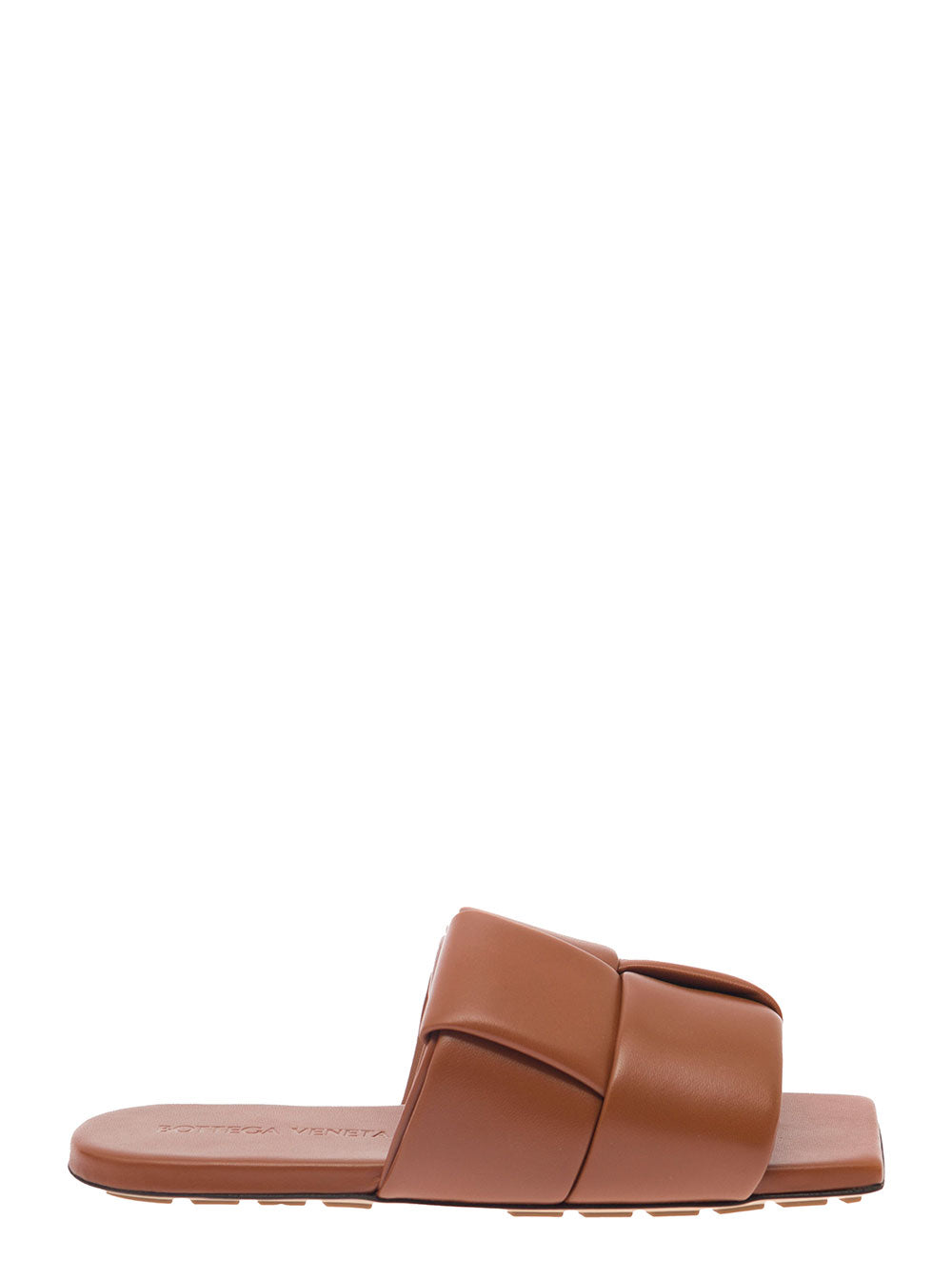Bottega Veneta Women Brown Flat Mules With Padded Intreccio Band In Leather Woman by Luosophy
