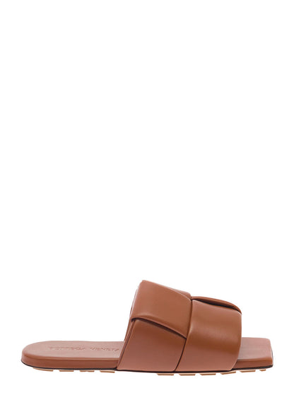 Bottega Veneta Women Brown Flat Mules With Padded Intreccio Band In Leather Woman by Luosophy