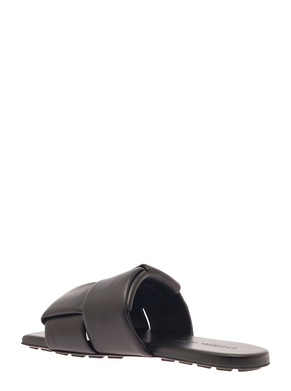 Bottega Veneta Women Black Flat Mules With Padded Intreccio Band In Leather Woman by Luosophy
