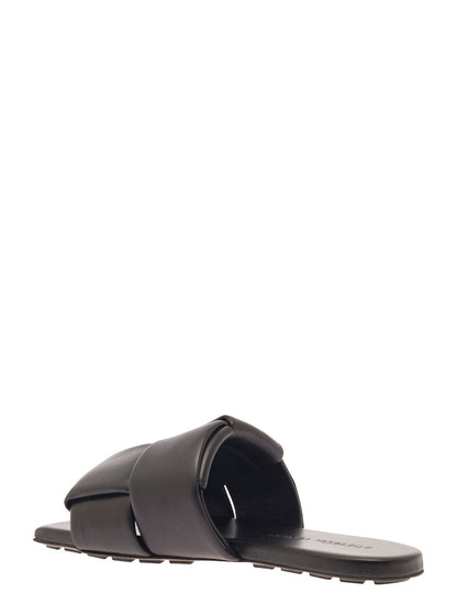 Bottega Veneta Women Black Flat Mules With Padded Intreccio Band In Leather Woman by Luosophy