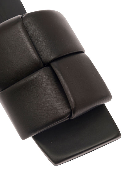 Bottega Veneta Women Black Flat Mules With Padded Intreccio Band In Leather Woman by Luosophy