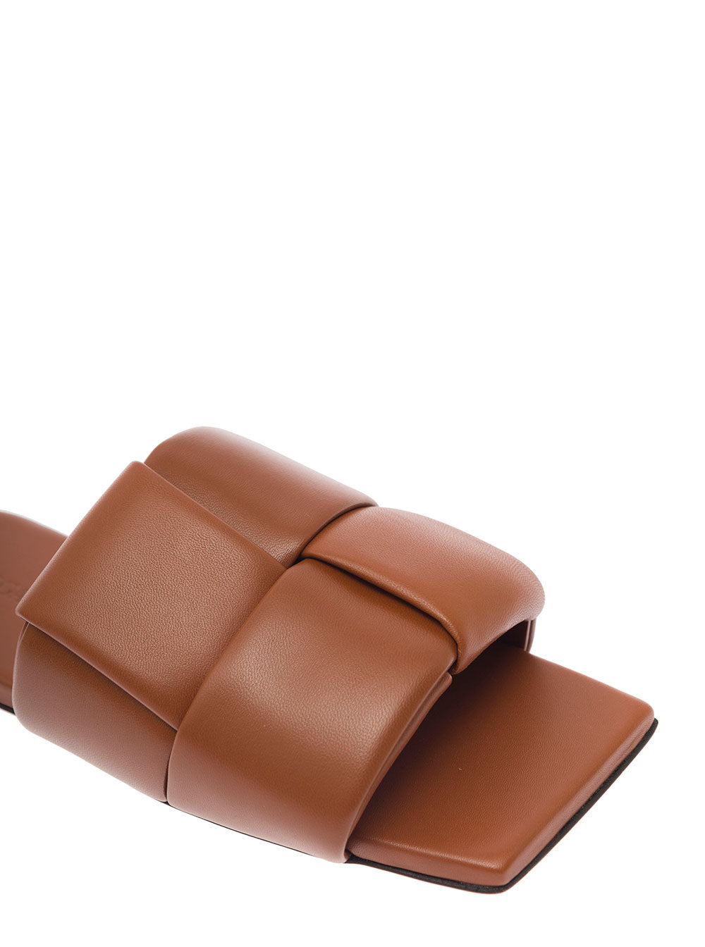 Bottega Veneta Women Brown Flat Mules With Padded Intreccio Band In Leather Woman by Luosophy