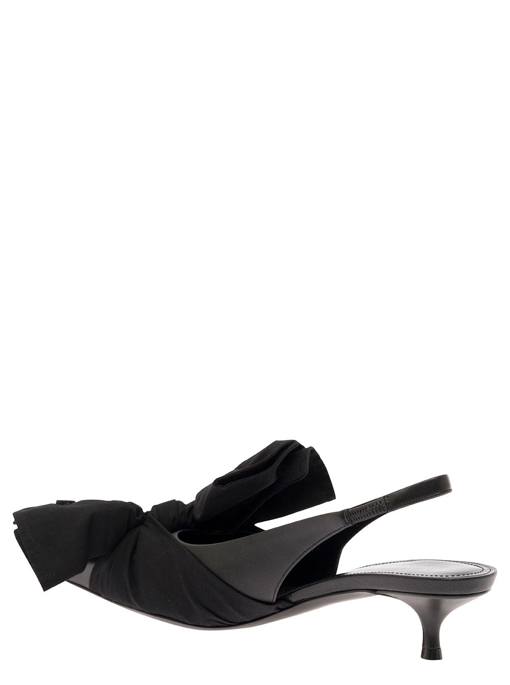 Balenciaga Women Black Slingback Pumps With Knot Detail In Leather And Cotton Woman by Luosophy