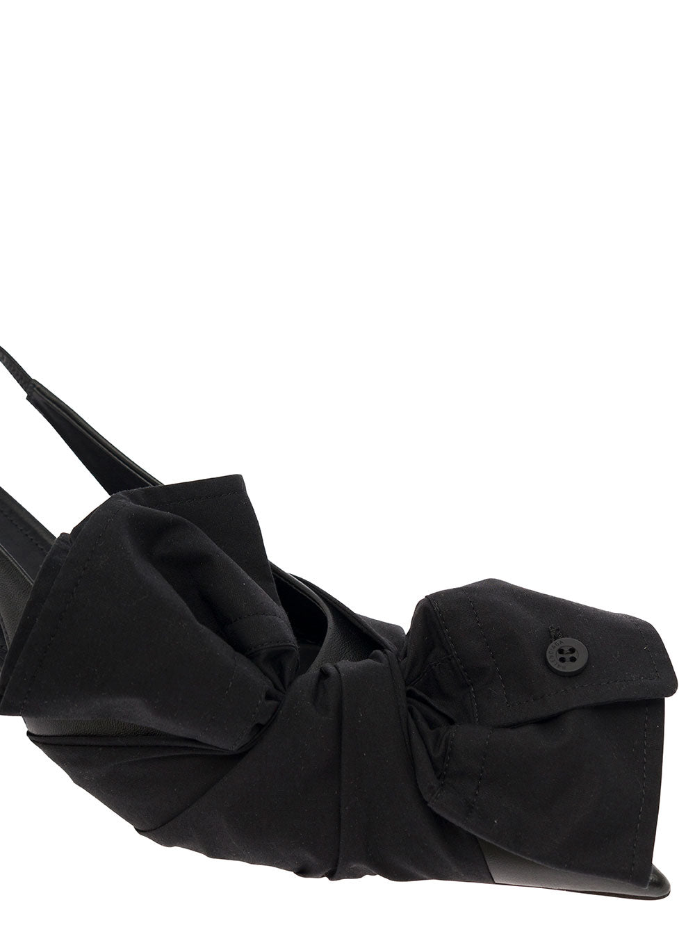 Balenciaga Women Black Slingback Pumps With Knot Detail In Leather And Cotton Woman by Luosophy