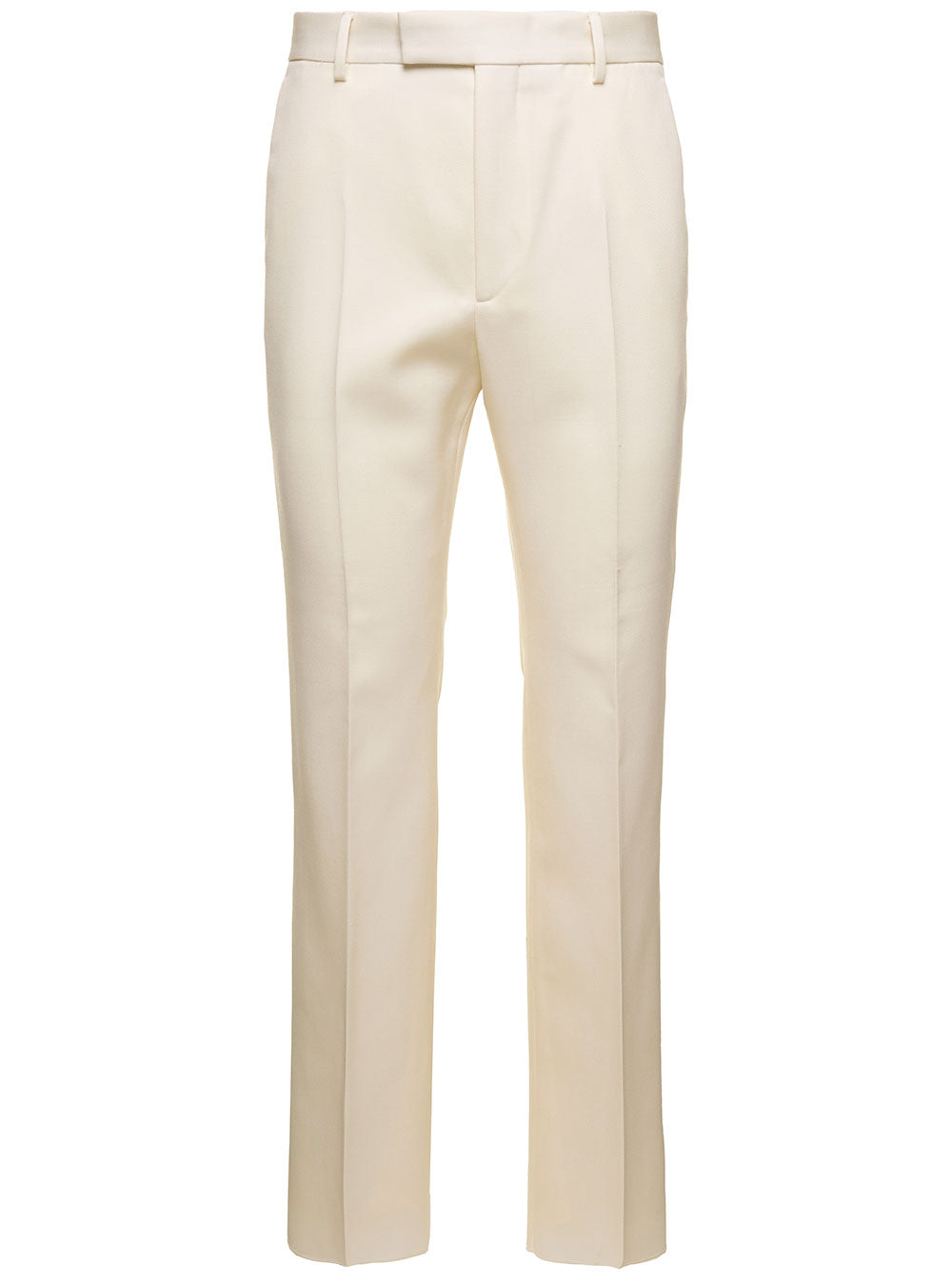 Gucci Men White Straight-Leg Pants With Gucci Cities Patch In Wool Man by Luosophy