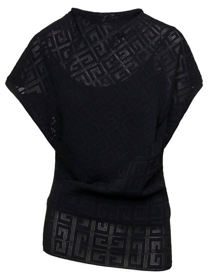 Givenchy Women Black Top With Draped Neckline In Viscose Woman by Luosophy