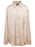 Balenciaga Women Beige Shirt With Logo Pattern In Viscose Woman by Luosophy