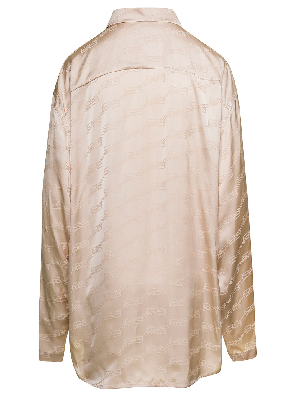 Balenciaga Women Beige Shirt With Logo Pattern In Viscose Woman by Luosophy