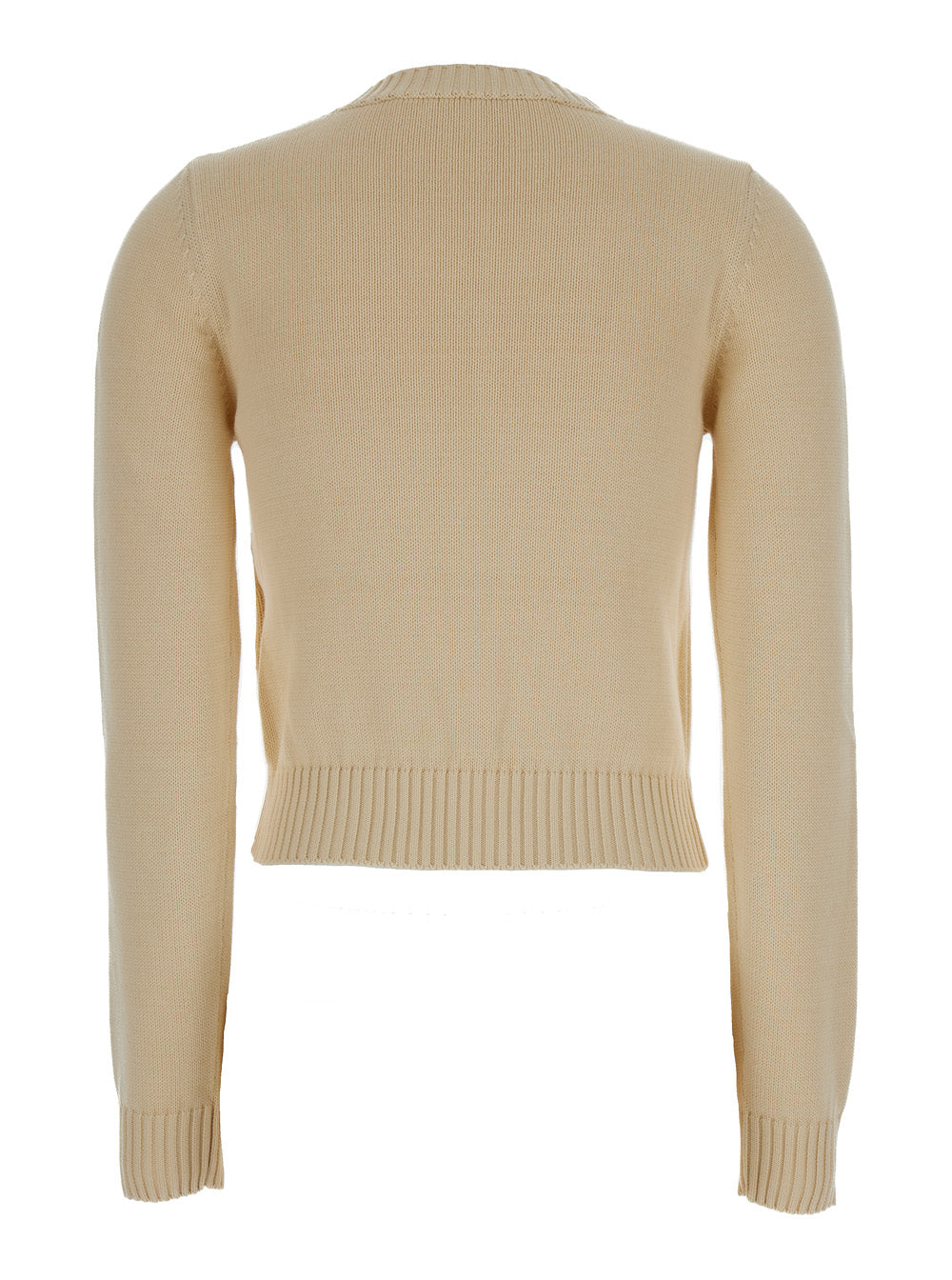 Palm Angels Women Cream White Crewneck Sweater With Embroidered Logo In Cotton Woman by Luosophy