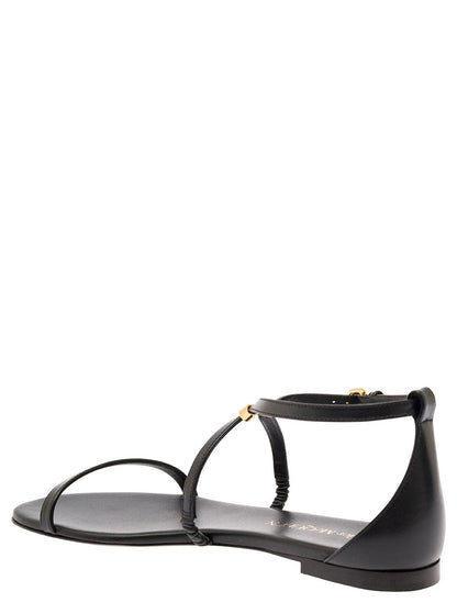 Alexander Mcqueen Women Black Low Sandals With Engraved Logo In Leather Woman by Luosophy