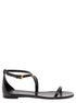 Alexander Mcqueen Women Black Low Sandals With Engraved Logo In Leather Woman by Luosophy