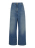 Palm Angels Women Light Blue High-Waisted Wide Jeans With Logo In Denim Woman by Luosophy