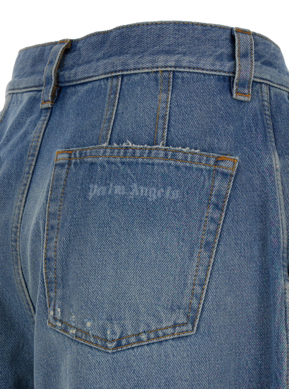 Palm Angels Women Light Blue High-Waisted Wide Jeans With Logo In Denim Woman by Luosophy