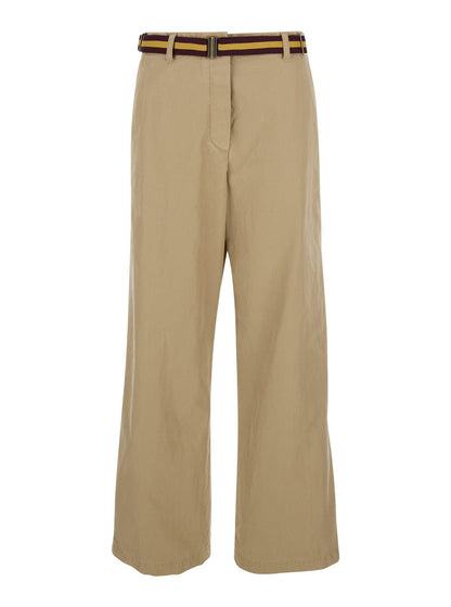 Dries Van Noten Women Beige Trousers With Belts In Cotton Woman by Luosophy