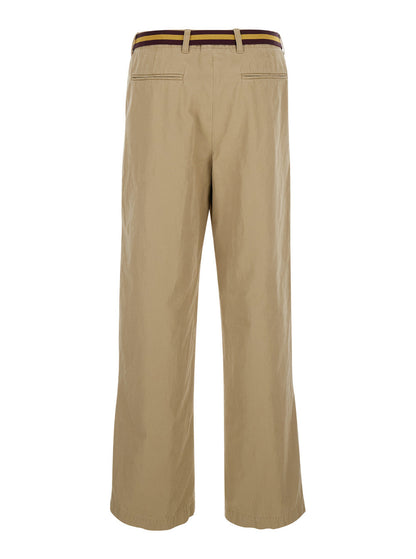 Dries Van Noten Women Beige Trousers With Belts In Cotton Woman by Luosophy
