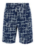 Fendi Men Blue Bermuda Shorts With Ff Print In Cotton And Linen Man by Luosophy