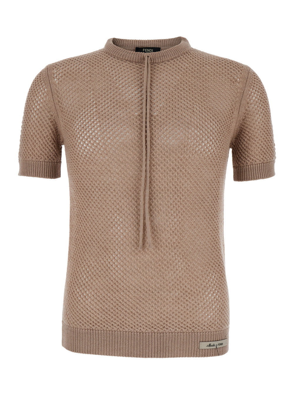 Fendi Men Beige Open Knit Work Sweater In Wool Man by Luosophy