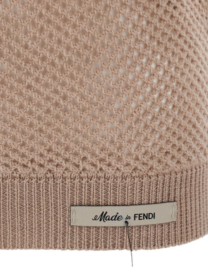 Fendi Men Beige Open Knit Work Sweater In Wool Man by Luosophy