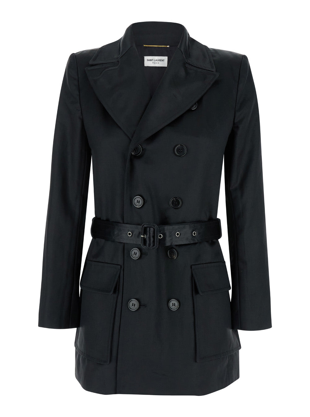 Saint Laurent Women Black Double-Breasted Jacket In Cotton Woman by Luosophy