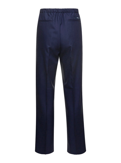 Fendi Men Blue Straight Pants In Wool Man by Luosophy